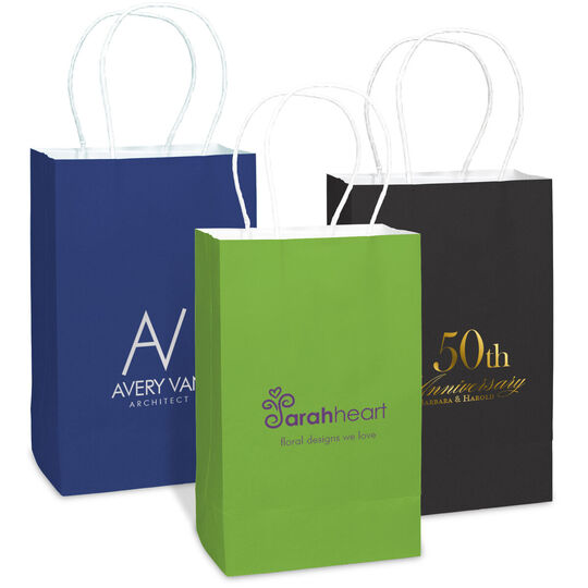 Custom with Your 1-Color Artwork with Text we will Typeset Medium Twisted Handled Bags